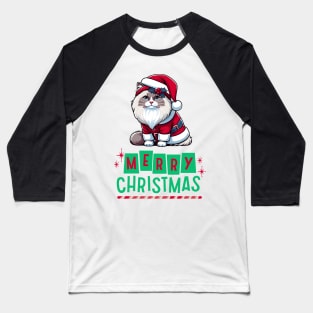 Merry Christmas Ragdoll Cat Baseball T-Shirt